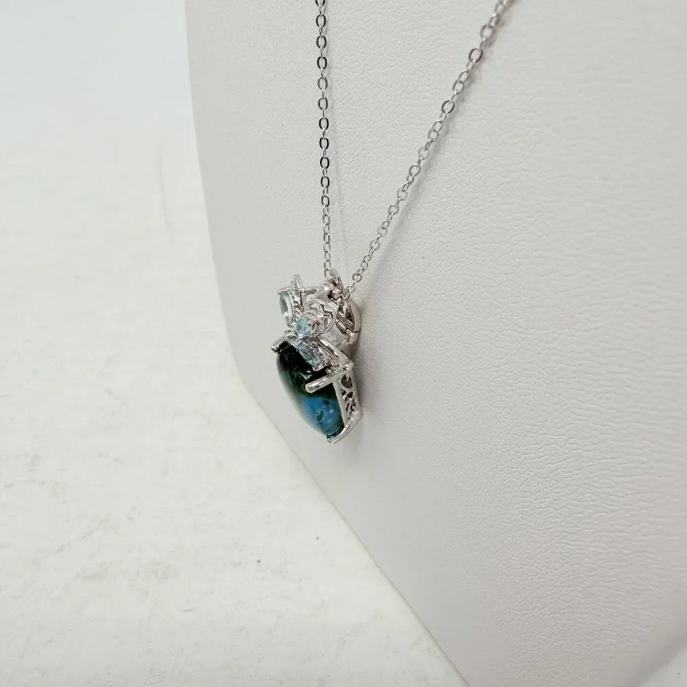 Shop LC Australian Chrysocolla/Madagascar Paraiba Apatite Pendant and Chain 5307